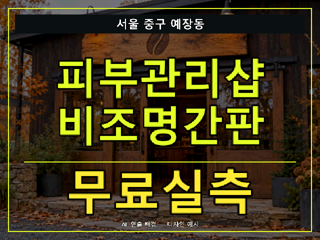 서울 중구 예장동 피부관리샵 비조명간판 무료실측 안내 썸네일 · AI 연출 배경