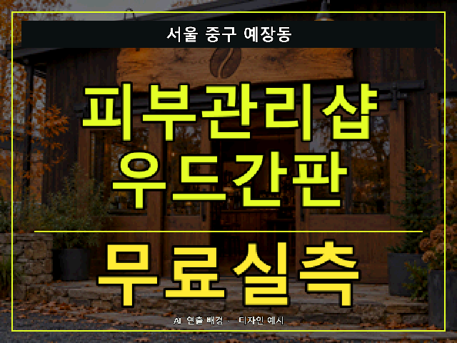 서울 중구 예장동 피부관리샵 우드간판 무료실측 안내 썸네일 · AI 연출 배경