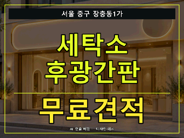 서울 중구 장충동1가 세탁소 후광간판 무료견적 안내 썸네일 · AI 연출 배경