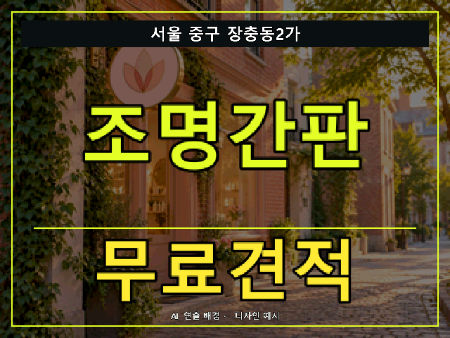 서울 중구 장충동2가 조명간판 무료견적 안내 썸네일 · AI 연출 배경