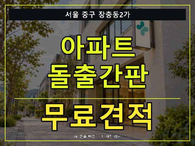 서울 중구 장충동2가 아파트 돌출간판 무료견적 안내 썸네일 · AI 연출 배경
