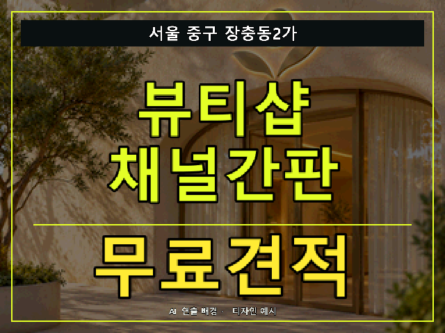 서울 중구 장충동2가 뷰티샵 채널간판 무료견적 안내 썸네일 · AI 연출 배경