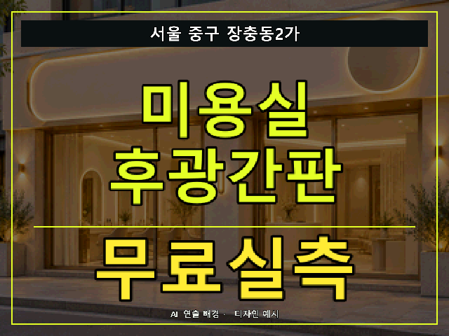 서울 중구 장충동2가 미용실 후광간판 무료실측 안내 썸네일 · AI 연출 배경