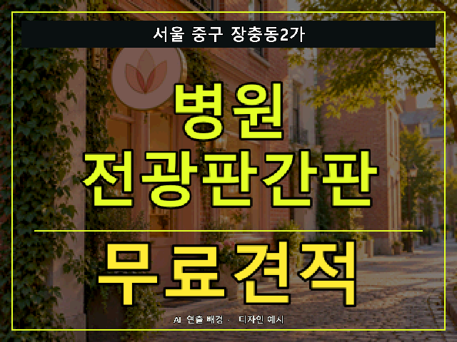 서울 중구 장충동2가 병원 전광판간판 무료견적 안내 썸네일 · AI 연출 배경