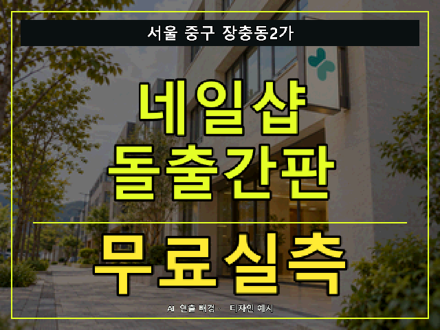 서울 중구 장충동2가 네일샵 돌출간판 무료실측 안내 썸네일 · AI 연출 배경