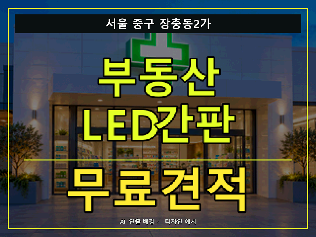 서울 중구 장충동2가 부동산 LED간판 무료견적 안내 썸네일 · AI 연출 배경