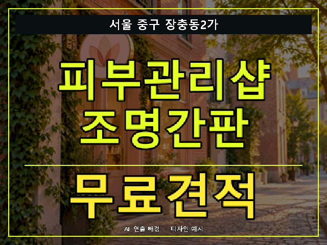 서울 중구 장충동2가 피부관리샵 조명간판 무료견적 안내 썸네일 · AI 연출 배경