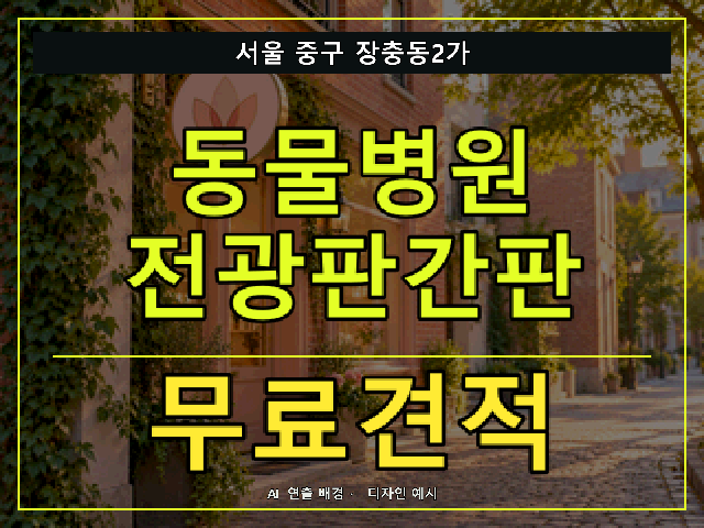 서울 중구 장충동2가 동물병원 전광판간판 무료견적 안내 썸네일 · AI 연출 배경