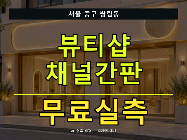 서울 중구 쌍림동 뷰티샵 채널간판 무료실측 안내 썸네일 · AI 연출 배경