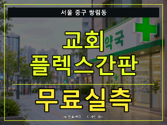 서울 중구 쌍림동 교회 플렉스간판 무료실측 안내 썸네일 · AI 연출 배경