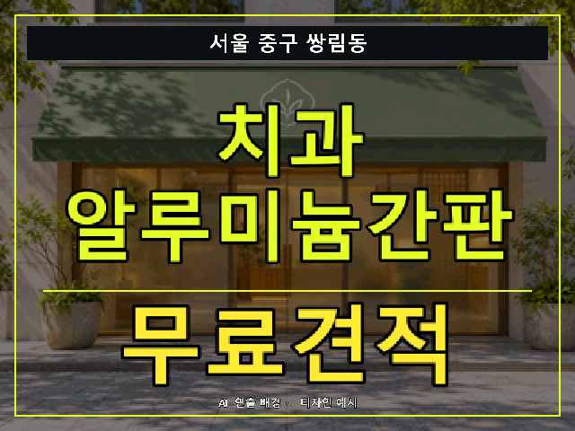 서울 중구 쌍림동 치과 알루미늄간판 무료견적 안내 썸네일 · AI 연출 배경