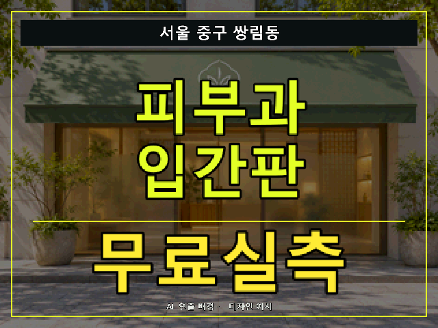 서울 중구 쌍림동 피부과 입간판 무료실측 안내 썸네일 · AI 연출 배경