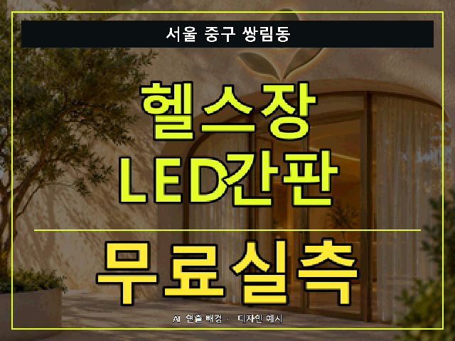 서울 중구 쌍림동 헬스장 LED간판 무료실측 안내 썸네일 · AI 연출 배경