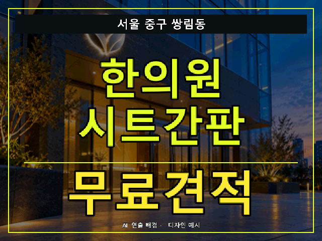 서울 중구 쌍림동 한의원 시트간판 무료견적 안내 썸네일 · AI 연출 배경