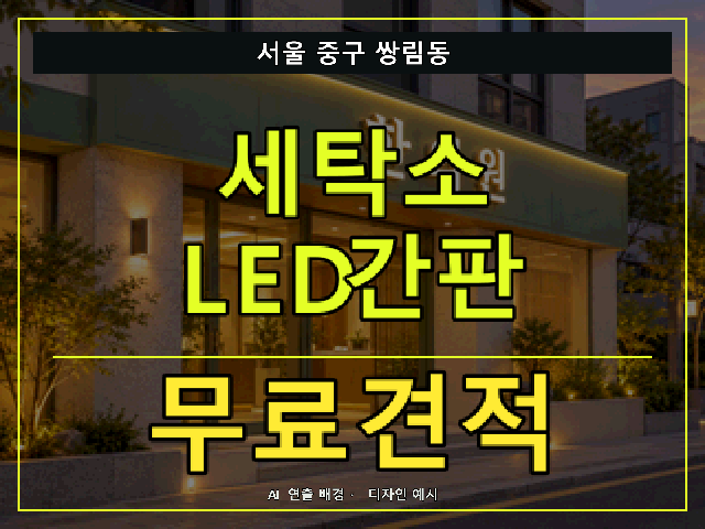 서울 중구 쌍림동 세탁소 LED간판 무료견적 안내 썸네일 · AI 연출 배경