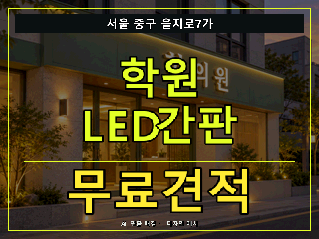 서울 중구 을지로7가 학원 LED간판 무료견적 안내 썸네일 · AI 연출 배경