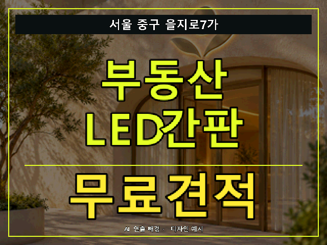 서울 중구 을지로7가 부동산 LED간판 무료견적 안내 썸네일 · AI 연출 배경