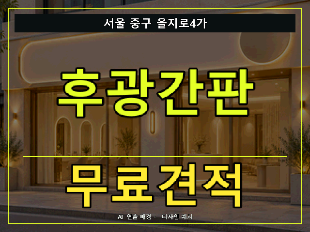 서울 중구 을지로4가 후광간판 무료견적 안내 썸네일 · AI 연출 배경