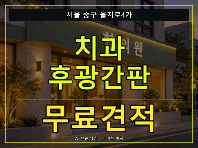 서울 중구 을지로4가 치과 후광간판 무료견적 안내 썸네일 · AI 연출 배경