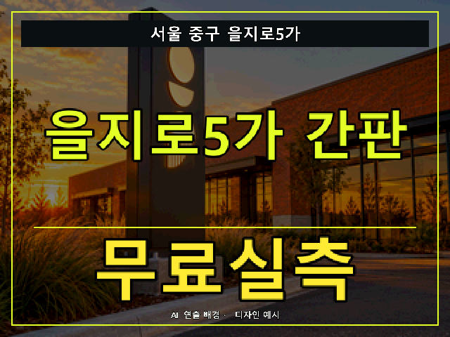 서울 중구 을지로5가 간판 제작 무료실측 안내 썸네일 · AI 연출 배경