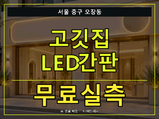 서울 중구 오장동 고깃집 LED간판 무료실측 안내 썸네일 · AI 연출 배경