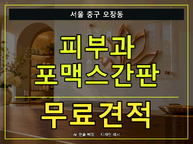 서울 중구 오장동 피부과 포맥스간판 무료견적 안내 썸네일 · AI 연출 배경
