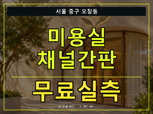 서울 중구 오장동 미용실 채널간판 무료실측 안내 썸네일 · AI 연출 배경