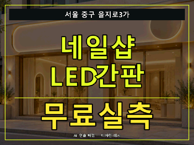 서울 중구 을지로3가 네일샵 LED간판 무료실측 안내 썸네일 · AI 연출 배경
