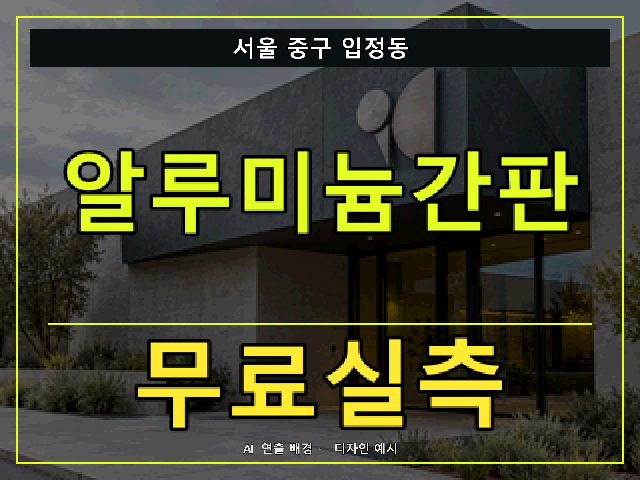 서울 중구 입정동 알루미늄간판 무료실측 안내 썸네일 · AI 연출 배경