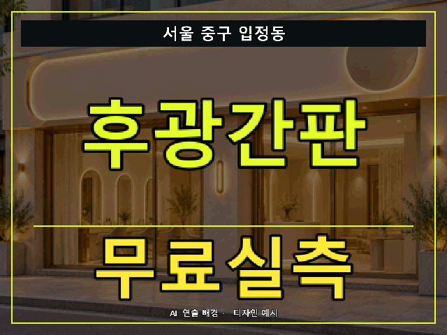 서울 중구 입정동 후광간판 무료실측 안내 썸네일 · AI 연출 배경