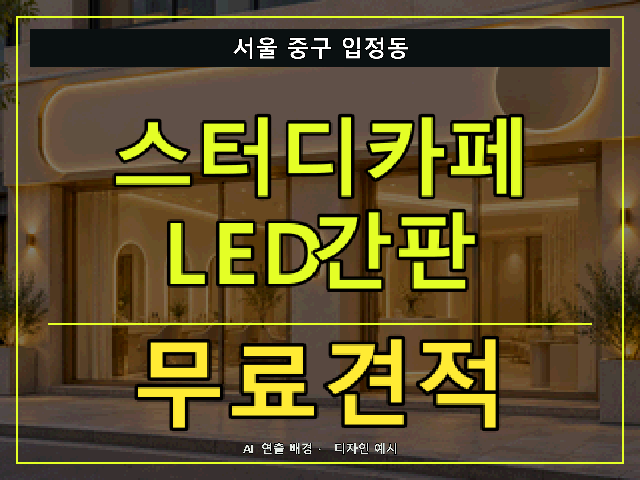 서울 중구 입정동 스터디카페 LED간판 무료견적 안내 썸네일 · AI 연출 배경
