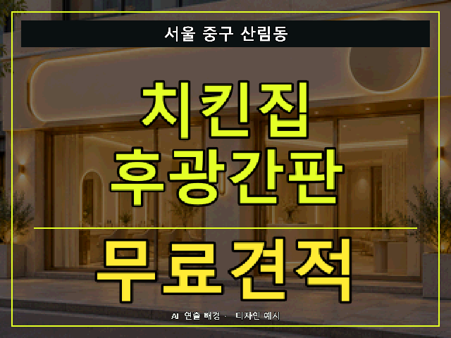 서울 중구 산림동 치킨집 후광간판 무료견적 안내 썸네일 · AI 연출 배경