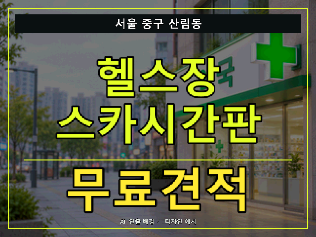 서울 중구 산림동 헬스장 스카시간판 무료견적 안내 썸네일 · AI 연출 배경