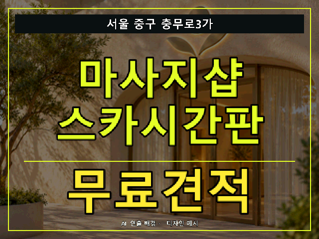서울 중구 충무로3가 마사지샵 스카시간판 무료견적 안내 썸네일 · AI 연출 배경