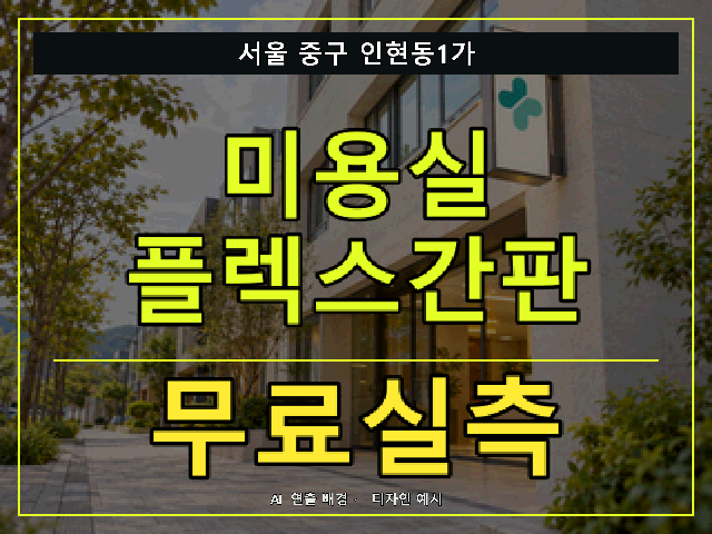 서울 중구 인현동1가 미용실 플렉스간판 무료실측 안내 썸네일 · AI 연출 배경