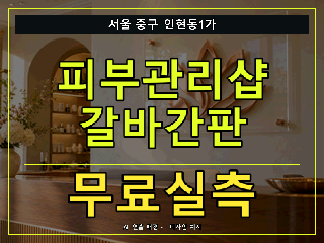 서울 중구 인현동1가 피부관리샵 갈바간판 무료실측 안내 썸네일 · AI 연출 배경