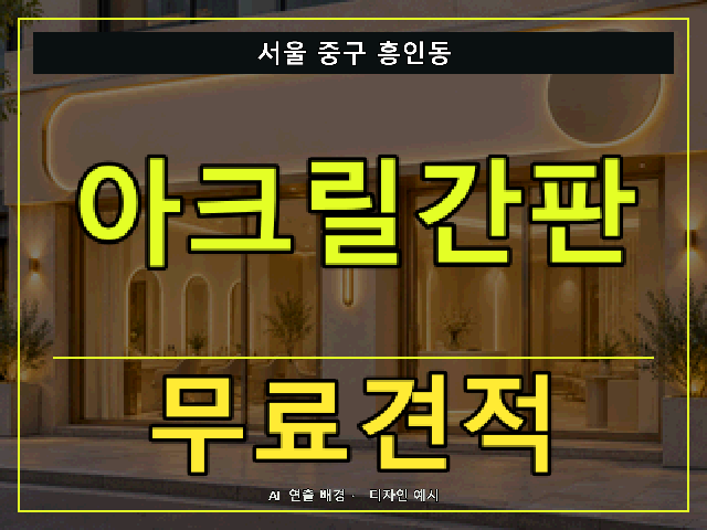 서울 중구 흥인동 아크릴간판 무료견적 안내 썸네일 · AI 연출 배경