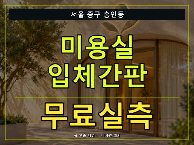 서울 중구 흥인동 미용실 입체간판 무료실측 안내 썸네일 · AI 연출 배경