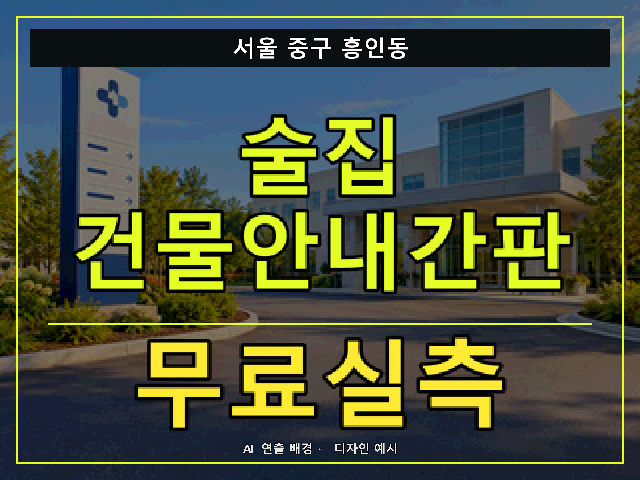 서울 중구 흥인동 술집 건물안내간판 무료실측 안내 썸네일 · AI 연출 배경