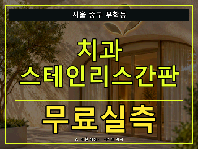 서울 중구 무학동 치과 스테인리스간판 무료실측 안내 썸네일 · AI 연출 배경