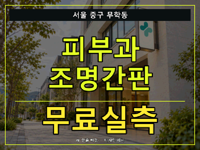 서울 중구 무학동 피부과 조명간판 무료실측 안내 썸네일 · AI 연출 배경