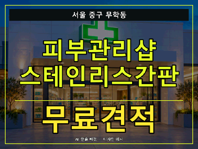 서울 중구 무학동 피부관리샵 스테인리스간판 무료견적 안내 썸네일 · AI 연출 배경