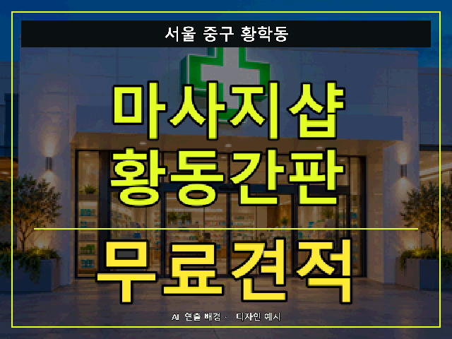 서울 중구 황학동 마사지샵 황동간판 무료견적 안내 썸네일 · AI 연출 배경