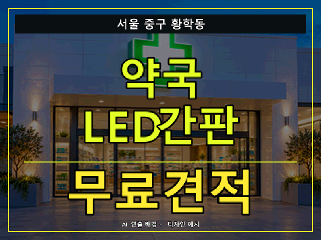 서울 중구 황학동 약국 LED간판 무료견적 안내 썸네일 · AI 연출 배경