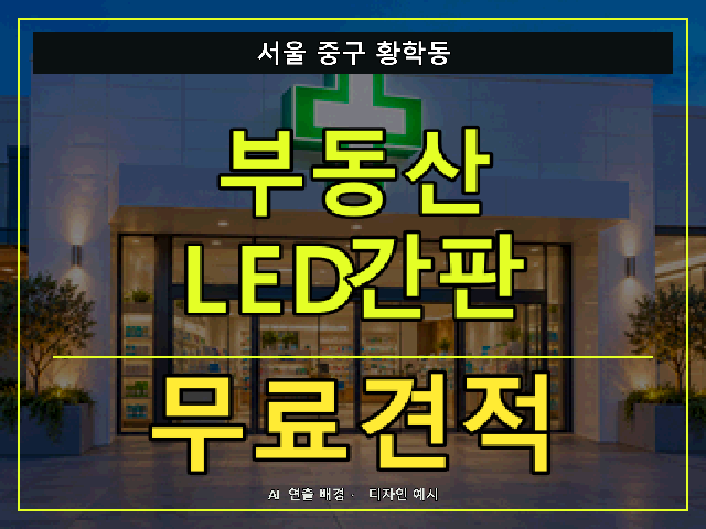 서울 중구 황학동 부동산 LED간판 무료견적 안내 썸네일 · AI 연출 배경