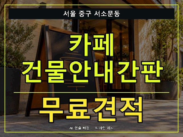 서울 중구 서소문동 카페 건물안내간판 무료견적 안내 썸네일 · AI 연출 배경