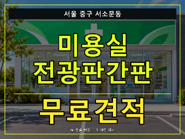 서울 중구 서소문동 미용실 전광판간판 무료견적 안내 썸네일 · AI 연출 배경