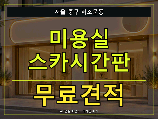 서울 중구 서소문동 미용실 스카시간판 무료견적 안내 썸네일 · AI 연출 배경