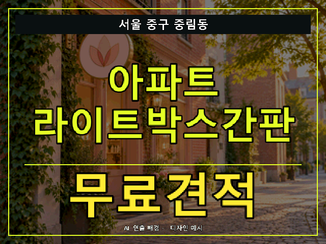 서울 중구 중림동 아파트 라이트박스간판 무료견적 안내 썸네일 · AI 연출 배경