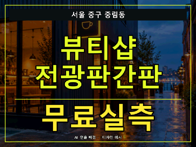 서울 중구 중림동 뷰티샵 전광판간판 무료실측 안내 썸네일 · AI 연출 배경